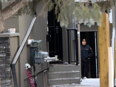 Police at the scene of a multiple shooting in Calgary on January 1, 2015.