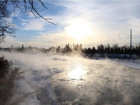 Calgarians are dealing with a cold spell which saw a lot of steam rising off the Bow River behind the Calgary Zoo on Jan. 4, 2014.