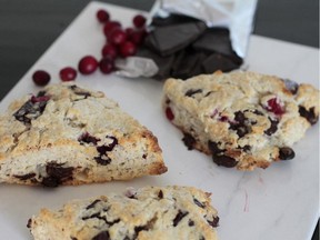 Cleaning out the cupboards by making Chocolate, Cranberry, Coconut Scones.