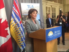 B.C. Premier Christy Clark speaks in Victoria on Jan.22, 2015.