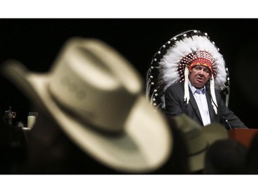 Chief Gordon Crowchild's funeral at the Grey Eagle Casino Events Centre in Calgary, on January 17, 2015. -