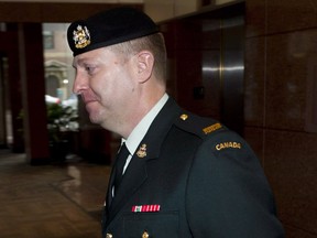 Darryl Watts arrives at a court martial appeal in Calgary on April 4, 2014.