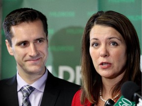 Wildrose Leader Danielle Smith and MLA Rob Anderson talked to the media on November 3, 2014.