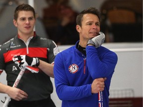 Norwegian skip Thomas Ulsrud with Team World reacts during the practices for the Continental Cup of Curling. His usual loud wardrobe will be toned down during the event.