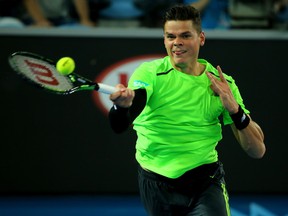 Milos Raonic of Canada during his second round match against Donald Young of the USA during day four of the 2015 Australian Open at Melbourne Park on January 22, 2015 in Melbourne, Australia.