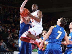 Jarred Ogungbemi-Jackson needs just 15 points to move into third on the Dinos' all-time scoring list.