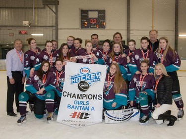 The Girls Hockey 1B team were the Bantam A champions in the 2015 Esso Minor Hockey Week tournament.