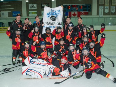 The Novice South 5 champions in the 2015 Esso Minor Hockey Week.