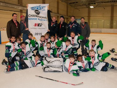 Springbank, the Novice North 3 champions in the 2015 Esso Minor Hockey Week.