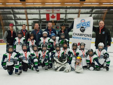 Springbank, the Novice North 4 champions in the 2015 Esso Minor Hockey Week.
