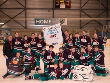 The Rec Bantam A champions in the 2015 Esso Minor Hockey Week.