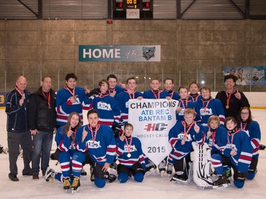 The Rec Bantam B champions in the 2015 Esso Minor Hockey Week.
