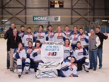 The Rec Midget A champions in the 2015 Esso Minor Hockey Week.