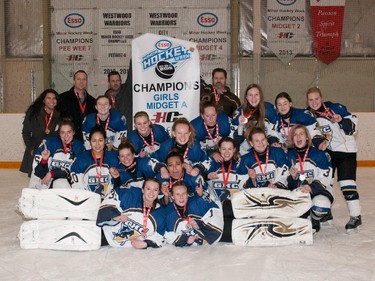 The Girls Midget A  champions in the 2015 Esso Minor Hockey Week.