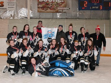 The Girls Midget B  champions in the 2015 Esso Minor Hockey Week.