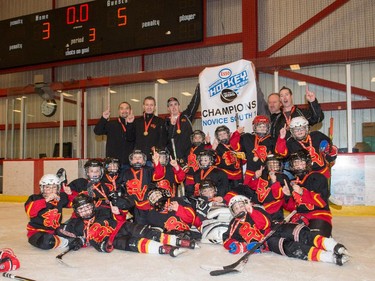 The Novice South 1 champions in the 2015 Esso Minor Hockey Week.