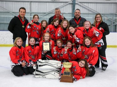 The Gold Sherwood Park K-OS were champions in the U12C division of the 2015 Esso Golden Ring ringette tournament.