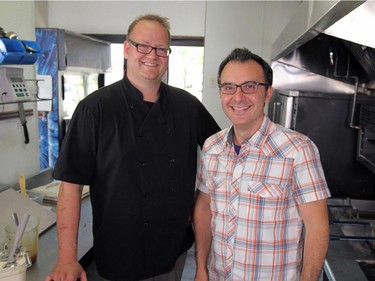 Chef Kieth Carlson of Roy's Place with You Gotta Eat Here host John Catucci. The Claresholm diner gets some time in the spotlight in the new season of the Food Network Canada show.