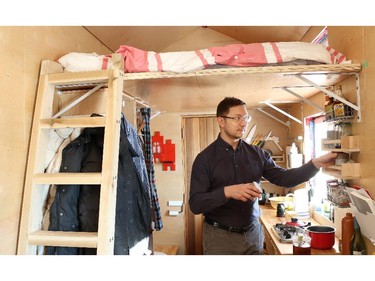 Last winter Connor Ferster lived in a teepee. This winter he lives in a tiny house which he designed with his girlfriend Sydney Schwartz.