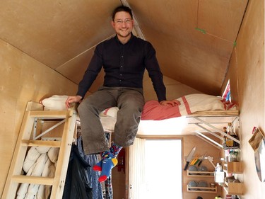 Last winter, Connor Ferster lived in a teepee. This winter, he lives in a tiny house which he designed with his girlfriend, Sydney Schwartz.