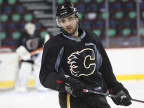 Calgary Flames captain Mark Giordano skates during practice on Tuesday.