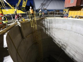 Construction begins on the sanitary trunk project in Calgary, on January 21, 2015.