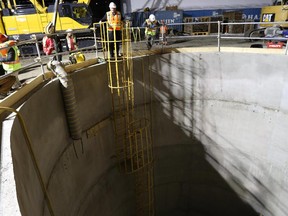 Construction begins on the sanitary trunk project in Calgary, Alberta on January 21, 2015.