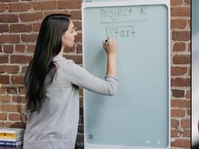 The Smart Kapp is a digital dry-erase whiteboard that can visually transmit whatever is written on it wirelessly to computers and mobile devices.