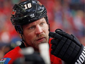 Brian McGrattan stands by the bench during a stoppage in play earlier in the season.