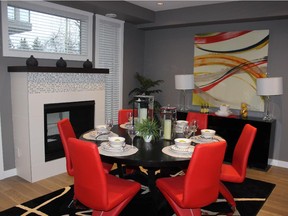 The dining area in the townhome show suite at Savoy, by Truman Homes.