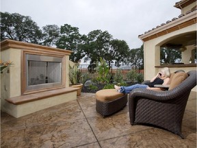 A finish on a concrete patio.