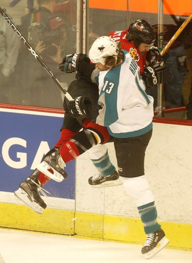 Flames vs San Jose Sharks playoff game 6---Pengrowth Saddledome May 19, 2004.