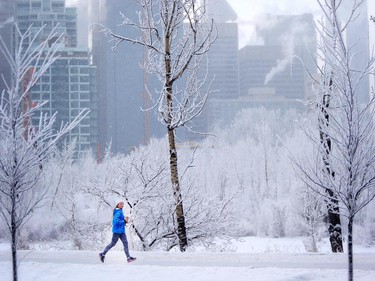A cold and frosty morning for a run in Calgary on February 6, 2014.