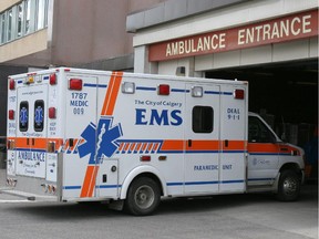 An ambulance arrives at the Foothills Hospital in Calgary. File image.