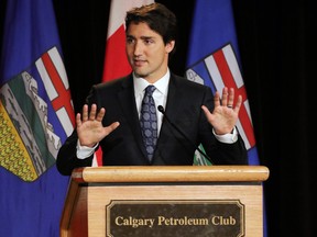 Justin Trudeau speaks to a Canadian Club of Calgary luncheon on Feb. 6, 2015.