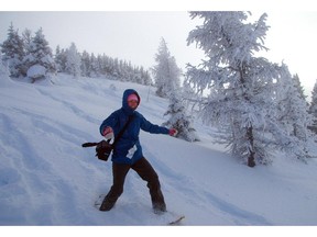 A historic snowshoe tour at Sunshine Meadows above the Sunshine Village ski, where there was plenty of pow to play in.