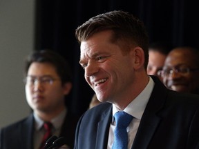 Conservative MP Brian Jean announces his run for the Wildrose leadership race, in Calgary on February 25, 2015.