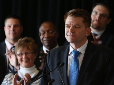 Conservative MP Brian Jean announces his run for the Wildrose leadership race, in Calgary on February 25, 2015.