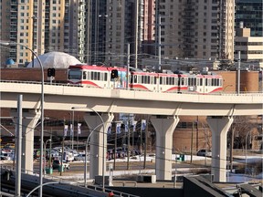 An elevated LRT line, like the one that's part of the West leg of the C-Train system, is being considered for the future north-central line.