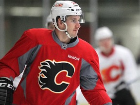 Calgary Flames forward Curtis Glencross skated with teammates during practice at WinSport on Sunday. The NHL trade deadline falls in the middle of Calgary's trip and Glencross is thought to be a candidate to get moved.