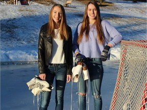 Dani Lagadin, left, and Lauren Poelzer are excited to donate their used skates to kids who might not have the opportunity to skate. A program called Skate to Great, sponsored by FedEx, is organizing a national effort to do just that.