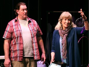 Cast members Declan O'Reilly, left, and Coralie Cairns in Sage Theatre's production of Circle Mirror Transformation on February 5, 2015.