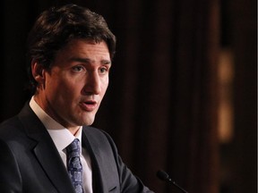 Federal Liberal Party leader Justin Trudeau speaks to a Canadian Club of Calgary luncheon at the Calgary Petroleum Club on Friday Feb. 6, 2015.