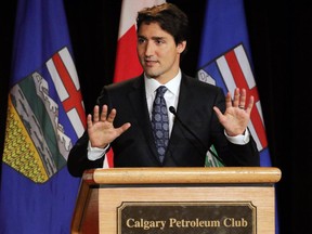 Justin Trudeau speaks to a Canadian Club of Calgary luncheon at the Calgary Petroleum Club on Feb. 6, 2015.