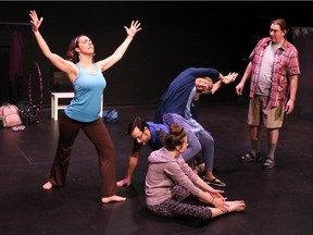 Lora Brovold, Dave Brindle, Mikaela Cochrane, Coralie Cairns and Declan O'Reilly in Sage Theatre and Shadow Theatre's co-production of Circle Mirror Transformation at Vertigo Studio Theatre, February 6, 2015