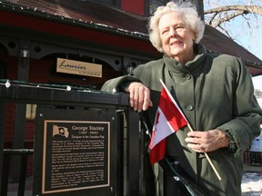 Ruth Stanley stands outside the childhood home of her husband George Stanley in this 2008 file photo.