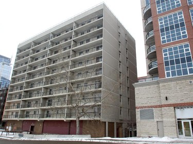 The empty Eau Claire Apartments await demolition as part of the Louise Station project.