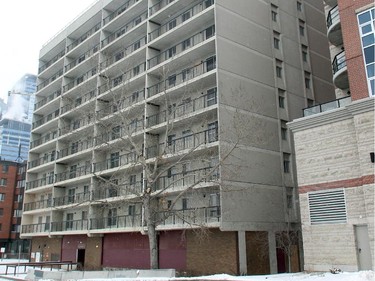 The empty Eau Claire Apartments await demolition as part of the Louise Station project.