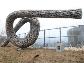 Frozen River by sculptor Stephen Glassman outside the City of Calgary Emergency Operations Centre Friday February 20, 2015.