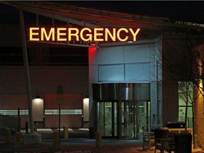 An emergency department sign at the Rockyview General Hospital